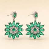 Vervit Silver Floral Drop Earrings for Women – Anti-Tarnish 316L Stainless Steel