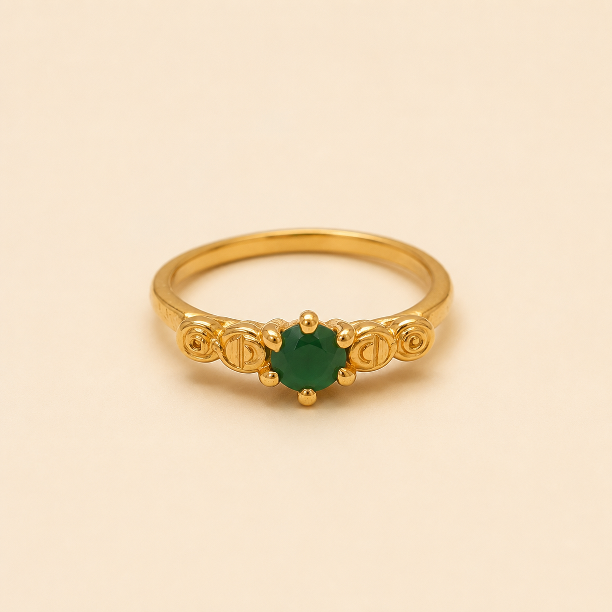Vervit Gold Green Stone Ring for Women – 18K Gold Plated 316L Stainless Steel