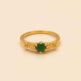Vervit Gold Green Stone Ring for Women – 18K Gold Plated 316L Stainless Steel