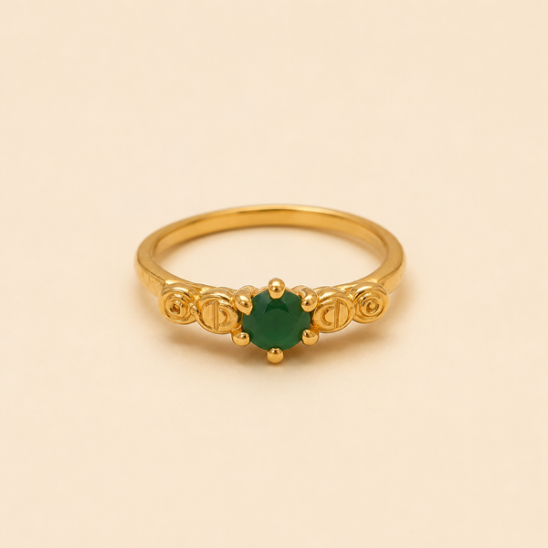 Vervit Gold Green Stone Ring for Women – 18K Gold Plated 316L Stainless Steel
