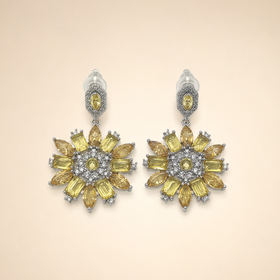 Vervit Silver Floral Drop Earrings for Women – Polished 316L Stainless Steel with Anti-Tarnish Finish