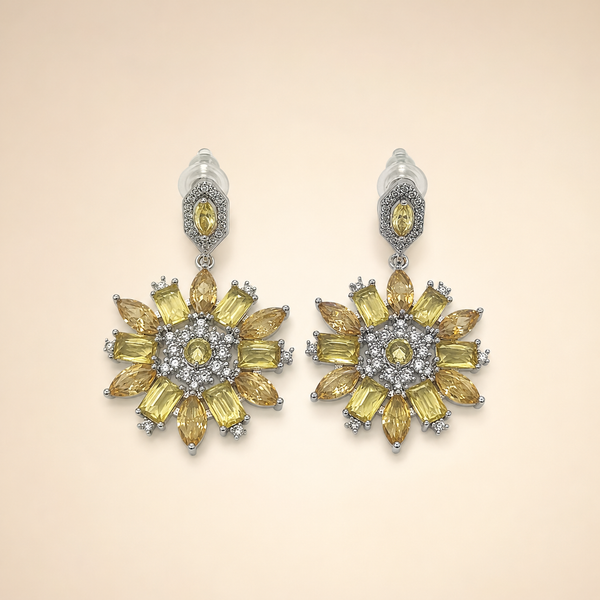 Vervit Silver Floral Drop Earrings for Women – Polished 316L Stainless Steel with Anti-Tarnish Finish