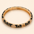 Vervit Black Floral Enamel Bangle for Women – 18K Gold Plated 316L Stainless Steel with Anti-Tarnish Finish