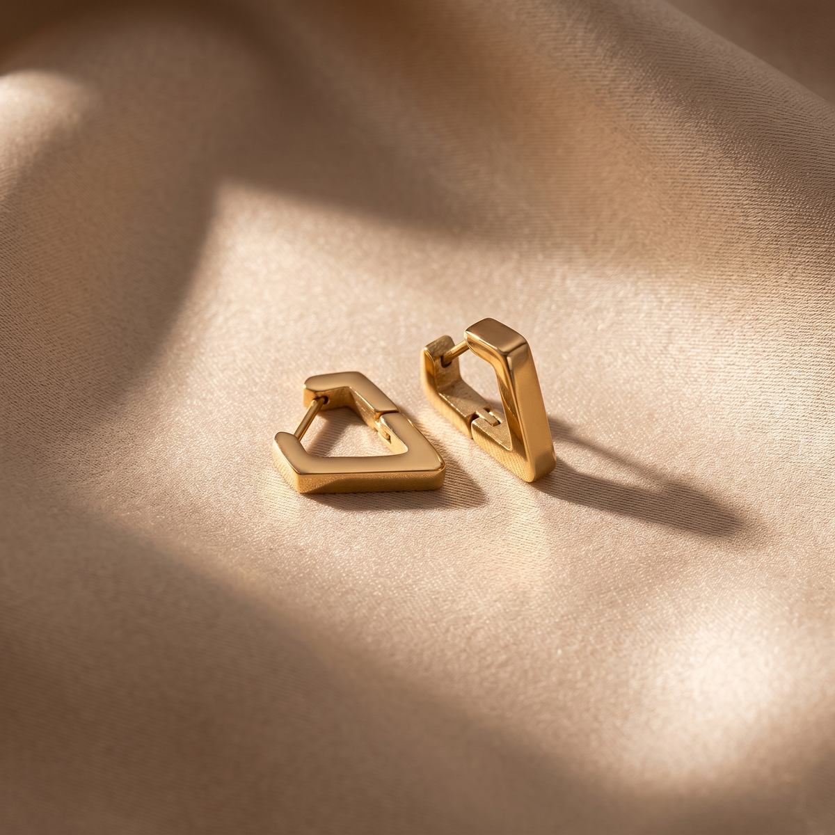Gold Plated Geometric Huggie Earrings for Contemporary Women