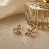 Gold Bow Stud Earrings for Festive & Evening Luxury | VERVIT