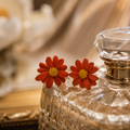 Orange Flower Stud Earrings for Brunch & Festive Wear | VERVIT