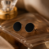 Rose Gold Black Stud Earrings for Modern Occasion Wear | VERVIT