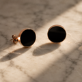 Rose Gold Black Stud Earrings for Modern Occasion Wear | VERVIT