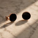 Rose Gold Black Stud Earrings for Modern Occasion Wear | VERVIT
