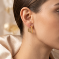 Gold Plated Geometric Huggie Earrings for Contemporary Women