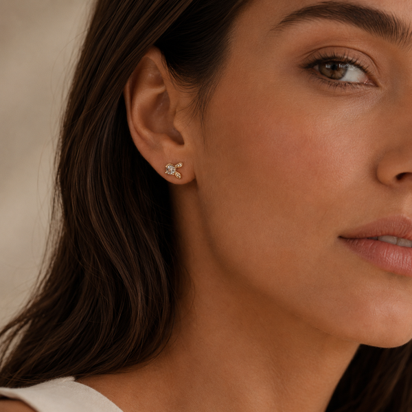 Gold Bow Stud Earrings for Festive & Evening Luxury | VERVIT