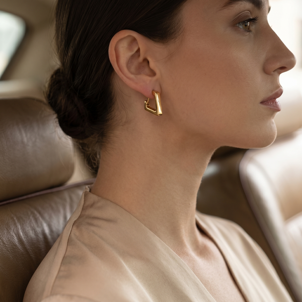 Gold Plated Geometric Huggie Earrings for Contemporary Women