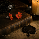 Orange Flower Stud Earrings for Brunch & Festive Wear | VERVIT