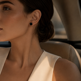 Rose Gold Black Stud Earrings for Modern Occasion Wear | VERVIT