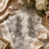 Silver Cascading Floral Wire Drop Earrings — VERVIT