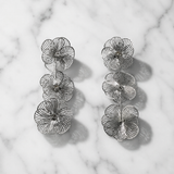 Silver Cascading Floral Wire Drop Earrings — VERVIT