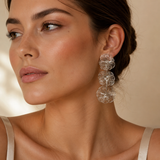Silver Cascading Floral Wire Drop Earrings — VERVIT